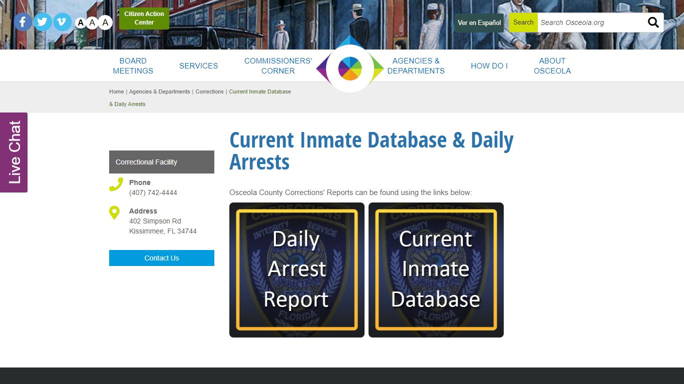 Current Inmate Database - Osceola County, Florida